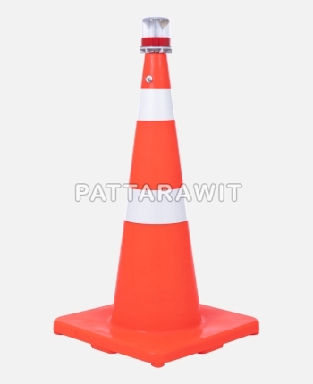 Traffic cone with Solar-powered flashing crown for traffic cone