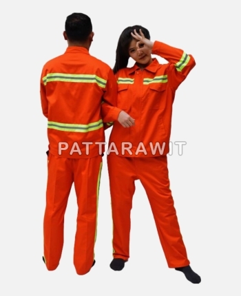 Orange safety raincoat with reflective sheeting stripes